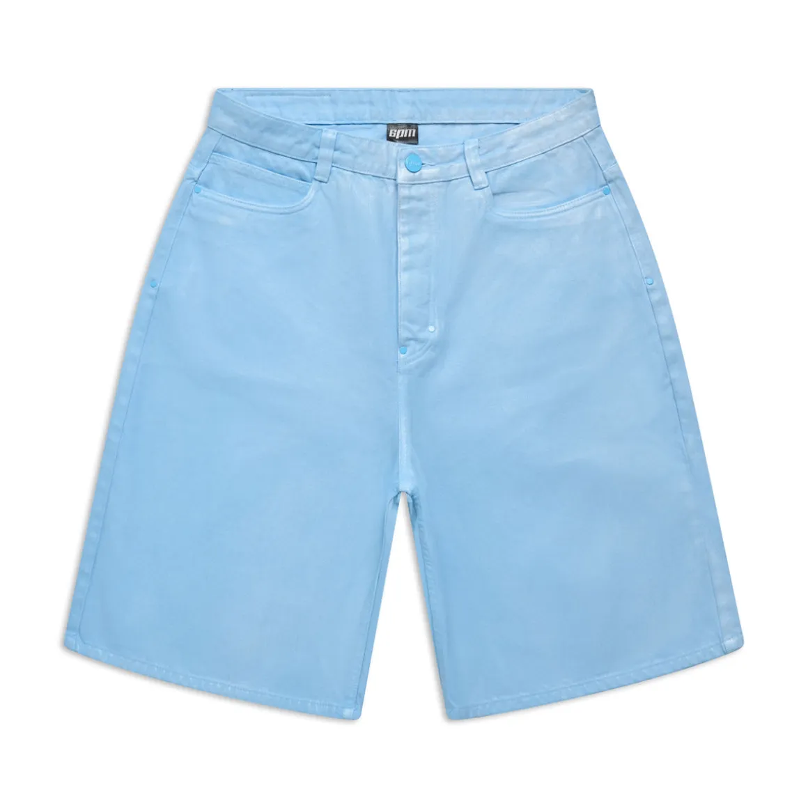 COATED DENIM SHORTS BABY BLUE