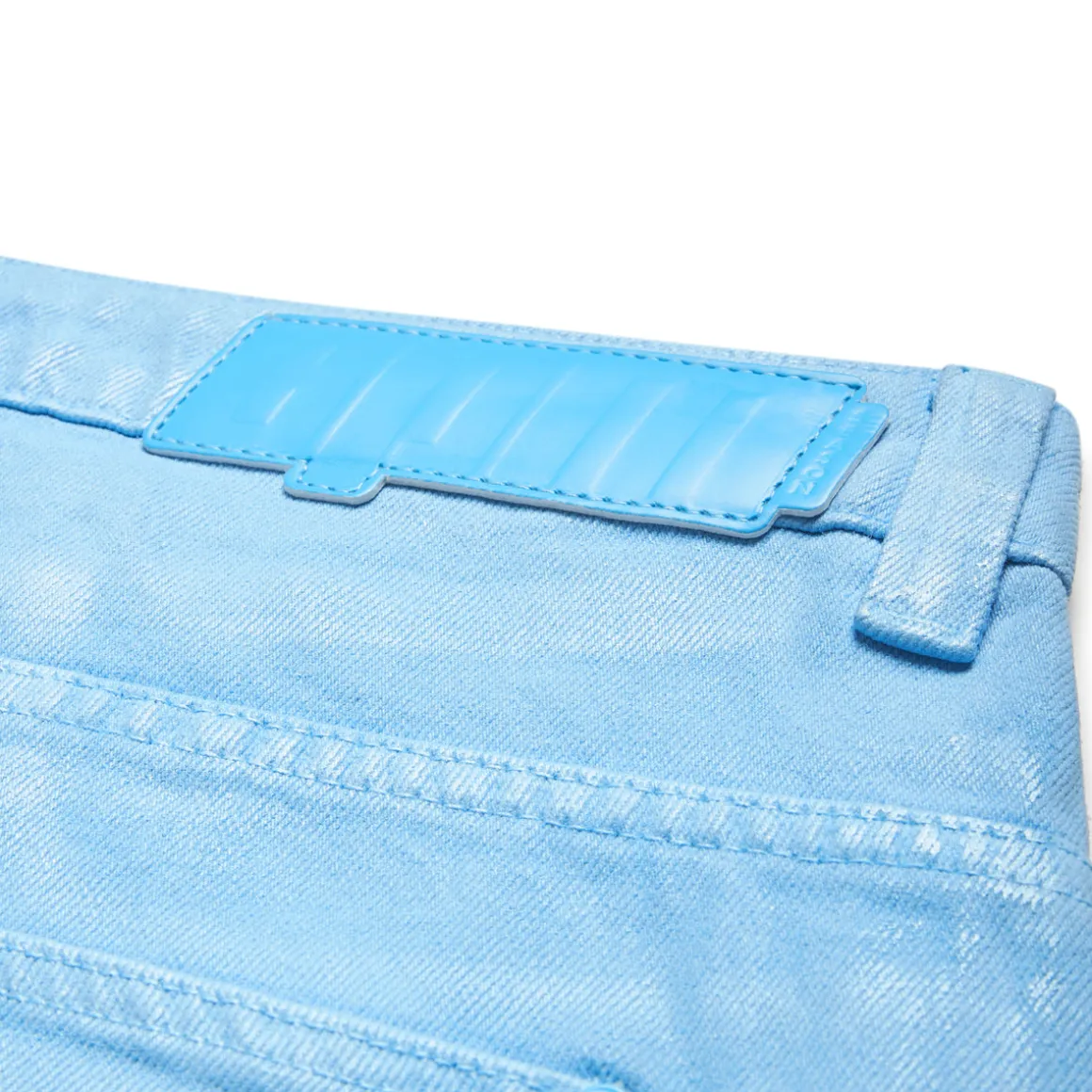 COATED DENIM SHORTS BABY BLUE