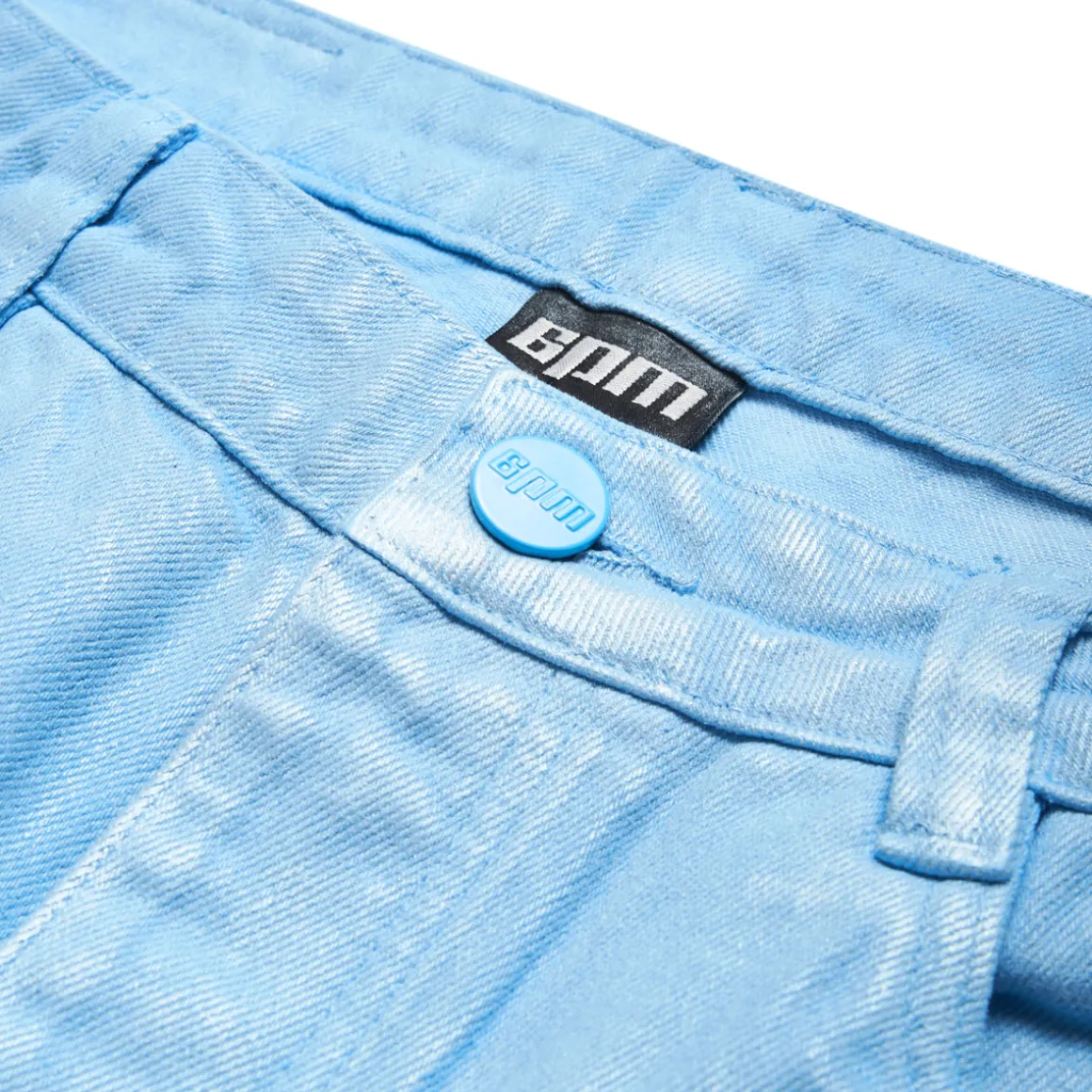 COATED DENIM SHORTS BABY BLUE