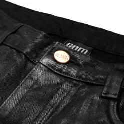 COATED DENIM SHORTS BLACK