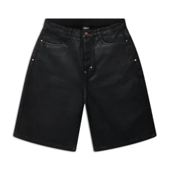 COATED DENIM SHORTS BLACK