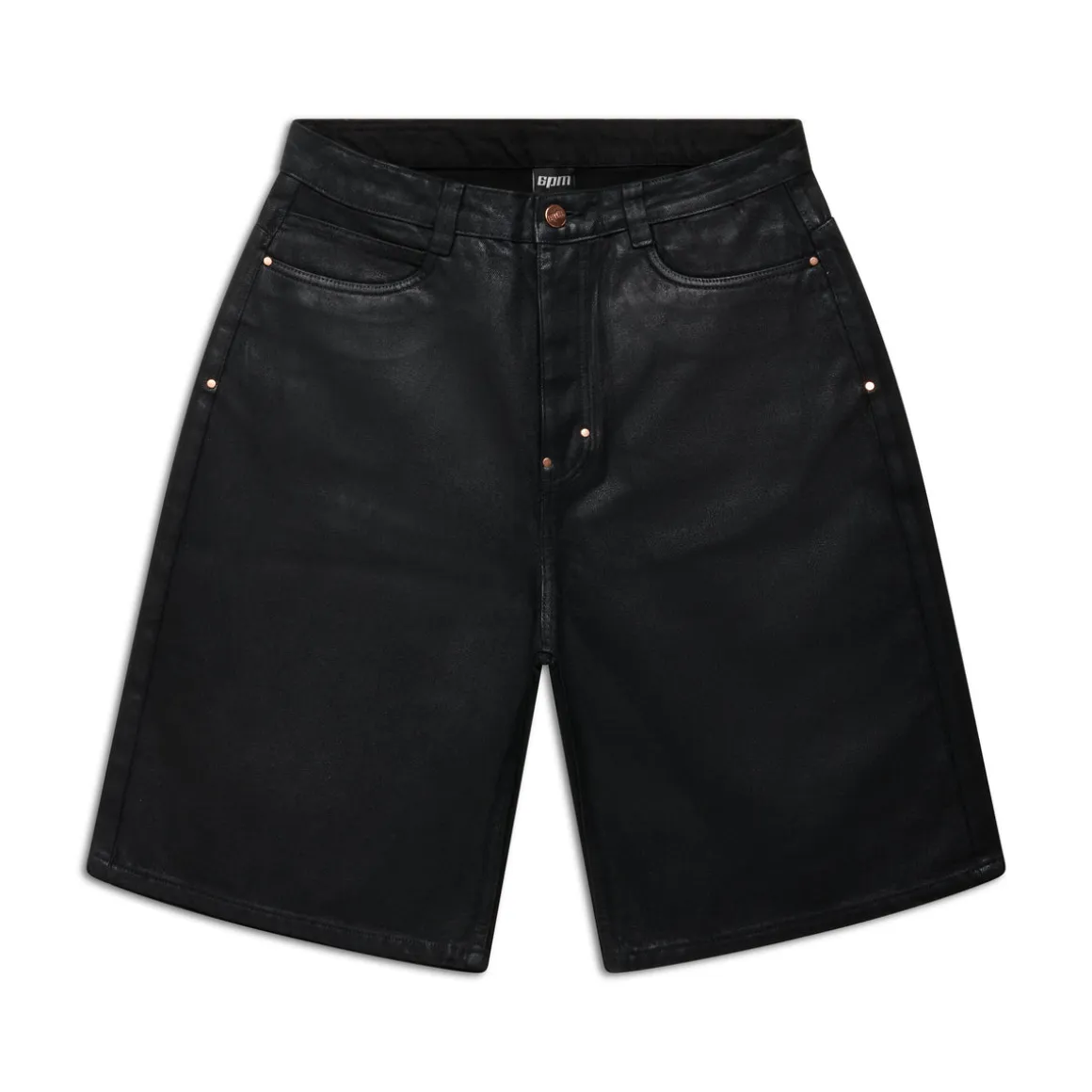 COATED DENIM SHORTS BLACK