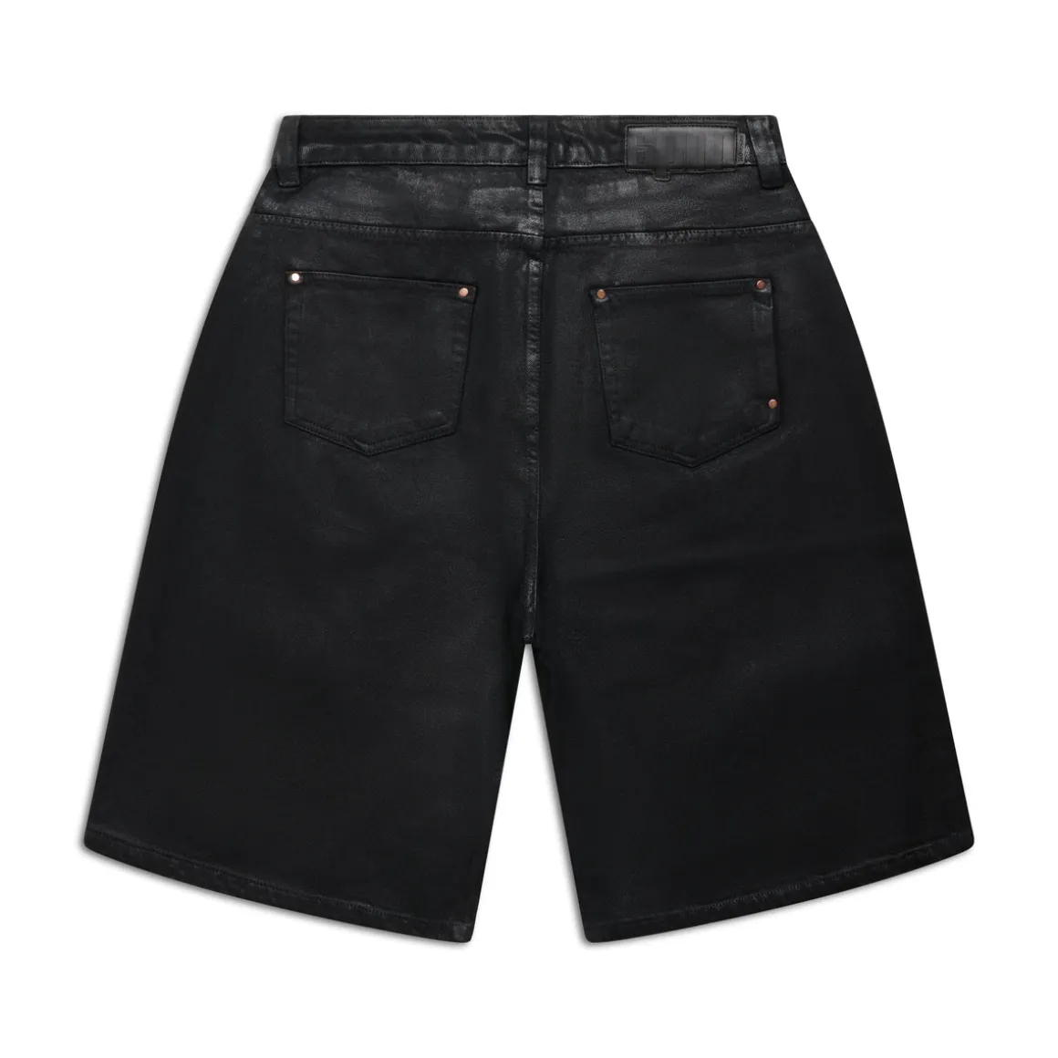 COATED DENIM SHORTS BLACK