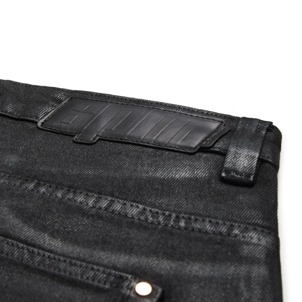 COATED DENIM SHORTS BLACK