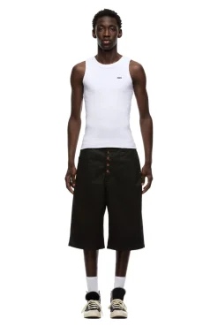 COATED DENIM SHORTS BLACK
