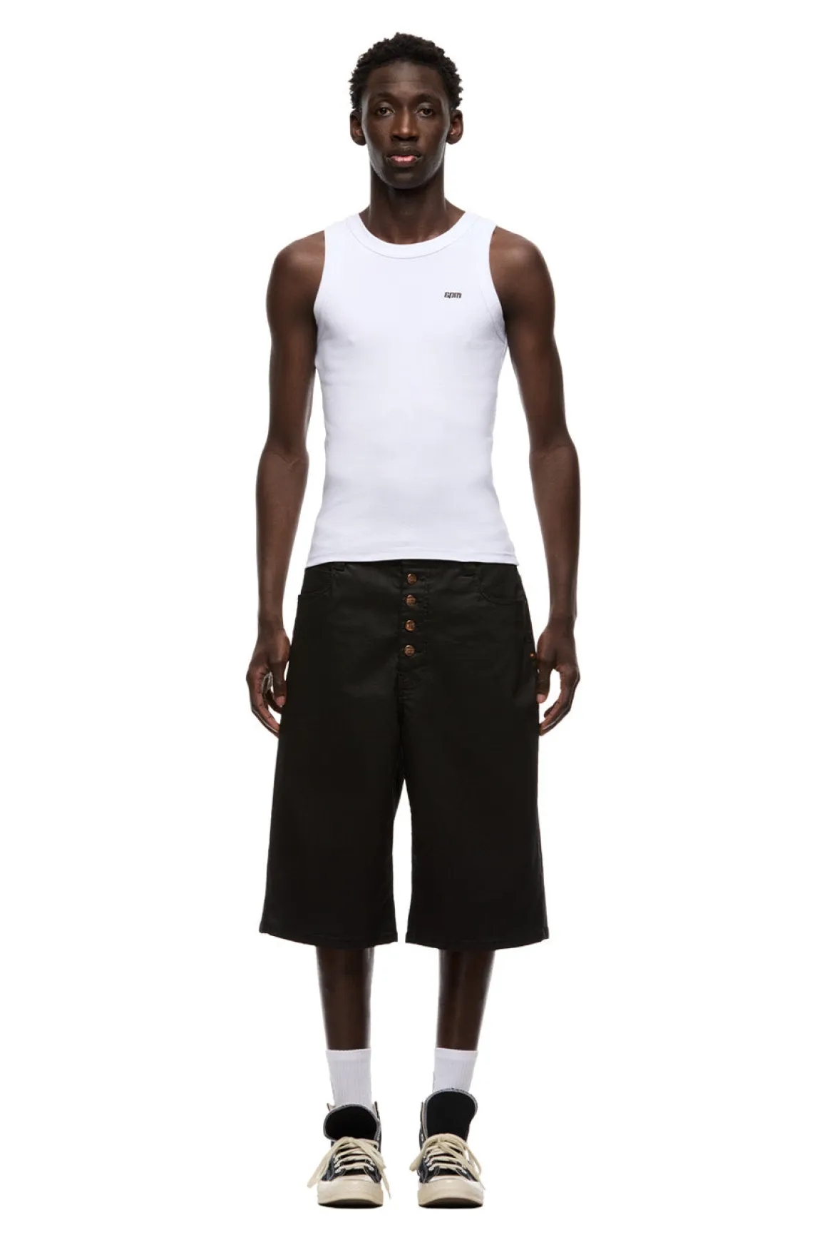 COATED DENIM SHORTS BLACK