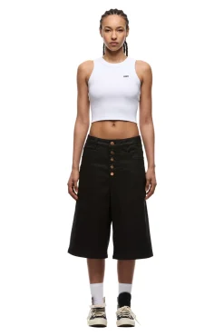 COATED DENIM SHORTS BLACK