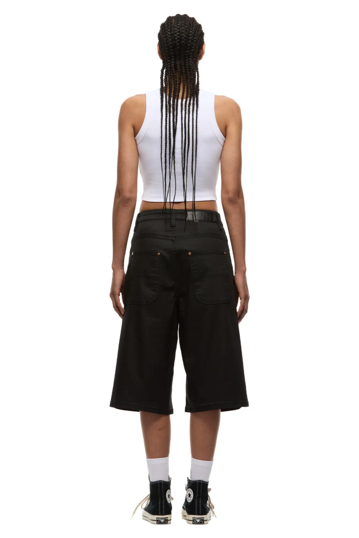 COATED DENIM SHORTS BLACK