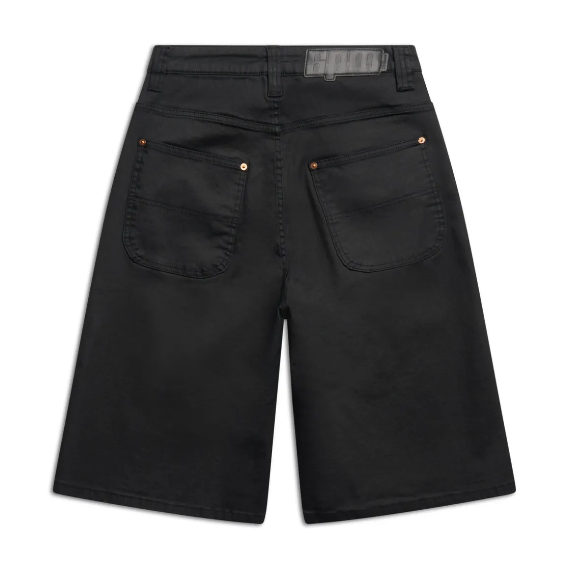 COATED DENIM SHORTS BLACK