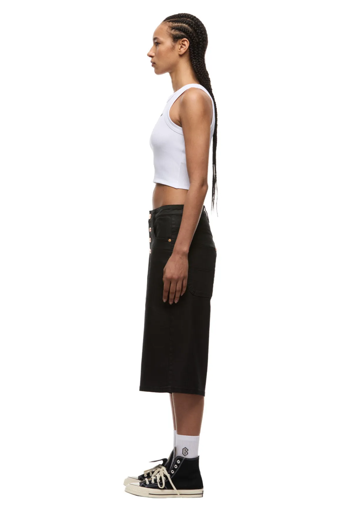 COATED DENIM SHORTS BLACK