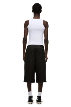 COATED DENIM SHORTS BLACK