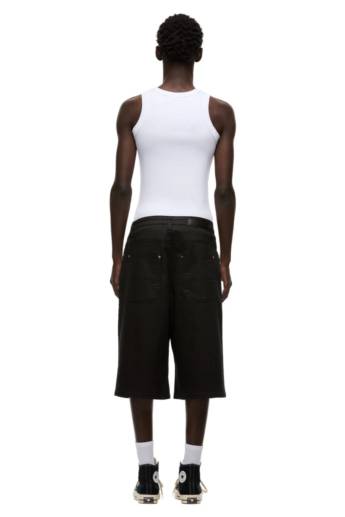 COATED DENIM SHORTS BLACK