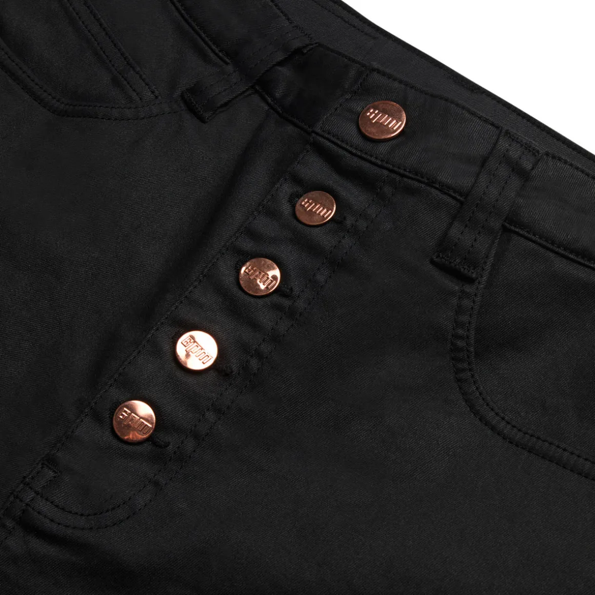 COATED DENIM SHORTS BLACK