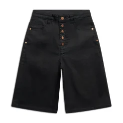 COATED DENIM SHORTS BLACK