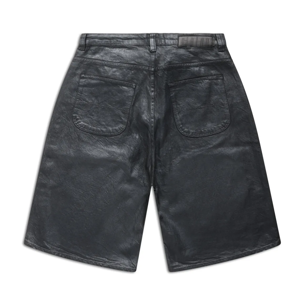 COATED DENIM SHORTS DARK CHROME