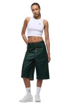 COATED DENIM SHORTS JUNGLE GREEN