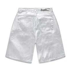 COATED DENIM SHORTS SILVER SURFER