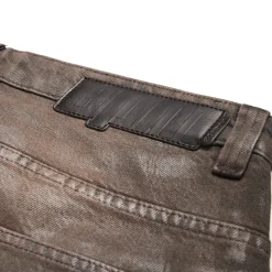 COATED DENIM SHORTS WASHED BROWN