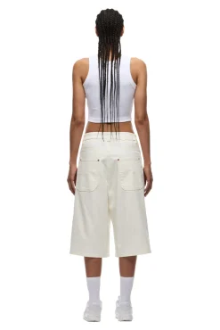 COATED DENIM SHORTS WHITE