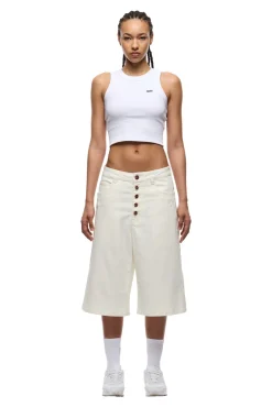 COATED DENIM SHORTS WHITE
