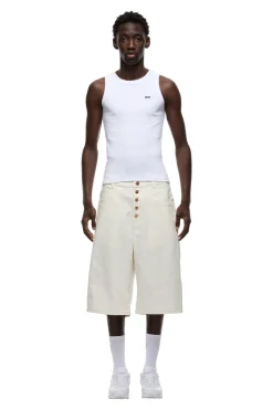 COATED DENIM SHORTS WHITE