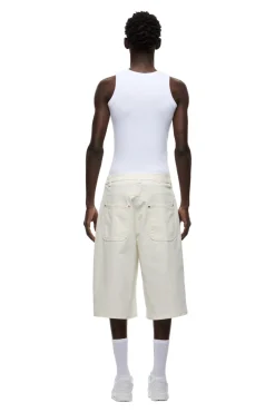 COATED DENIM SHORTS WHITE