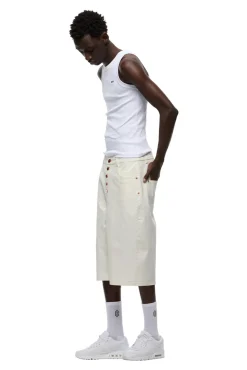 COATED DENIM SHORTS WHITE