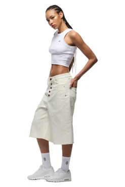 COATED DENIM SHORTS WHITE
