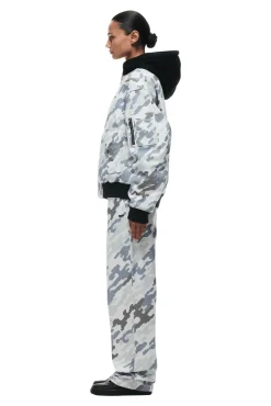 DOT CAMO HOODED BOMBER JACKET