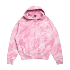 DOT CAMO ZIP HOODIE PINK