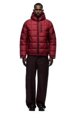 LIGHT PUFFER JACKET RECTANGLES WINE RED