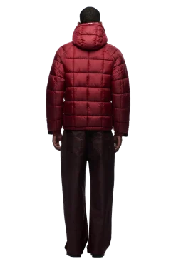 LIGHT PUFFER JACKET RECTANGLES WINE RED