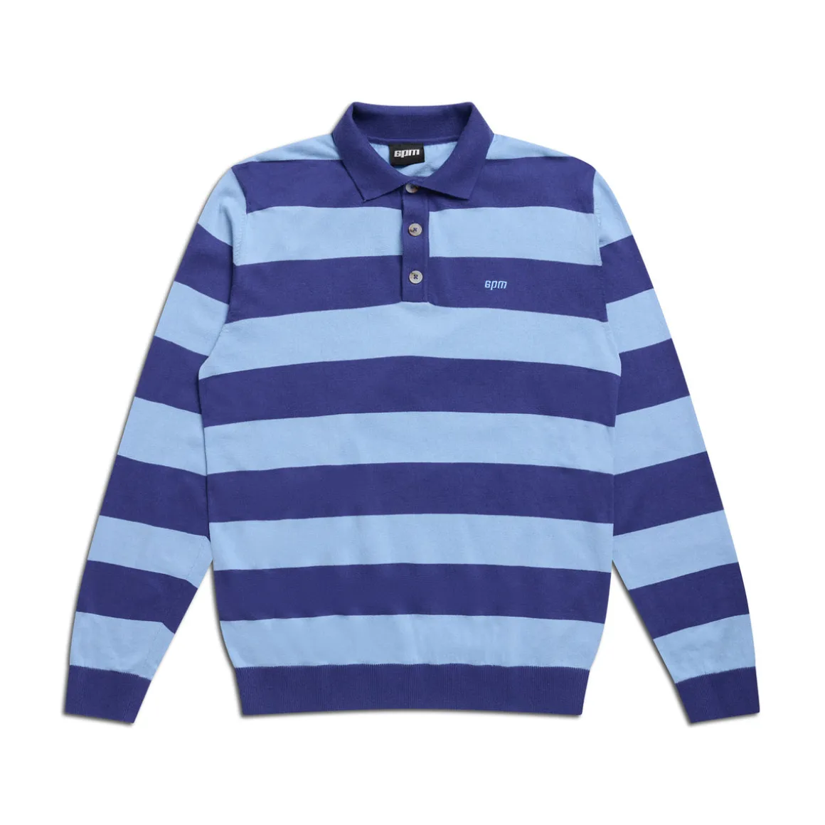 LS STRIPED POLO BLUE