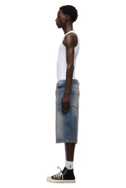 MULTI LABEL DENIM SHORTS MEDIUM BLUE