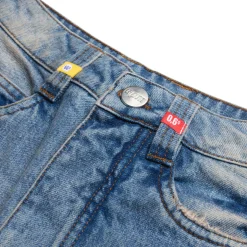 MULTI LABEL DENIM SHORTS MEDIUM BLUE