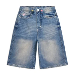 MULTI LABEL DENIM SHORTS MEDIUM BLUE