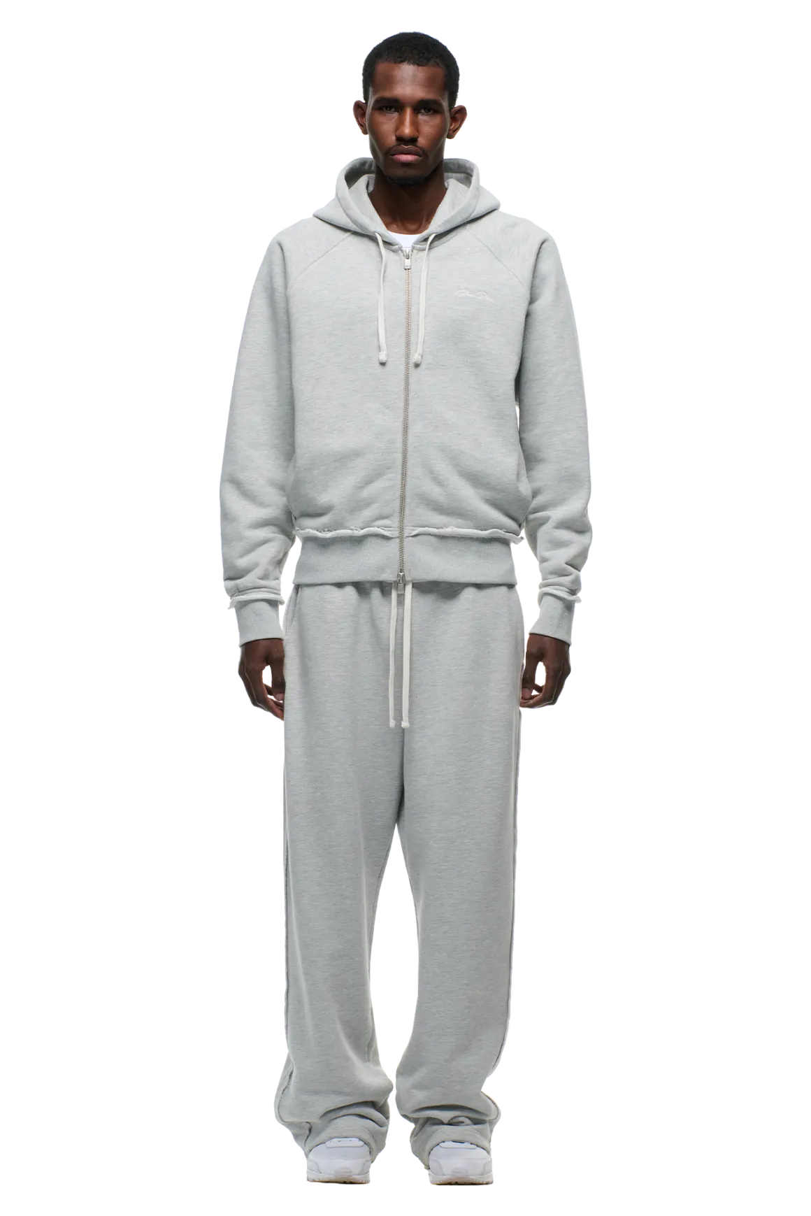 OPEN EDGE ZIP HOODIE GREY MELANGE