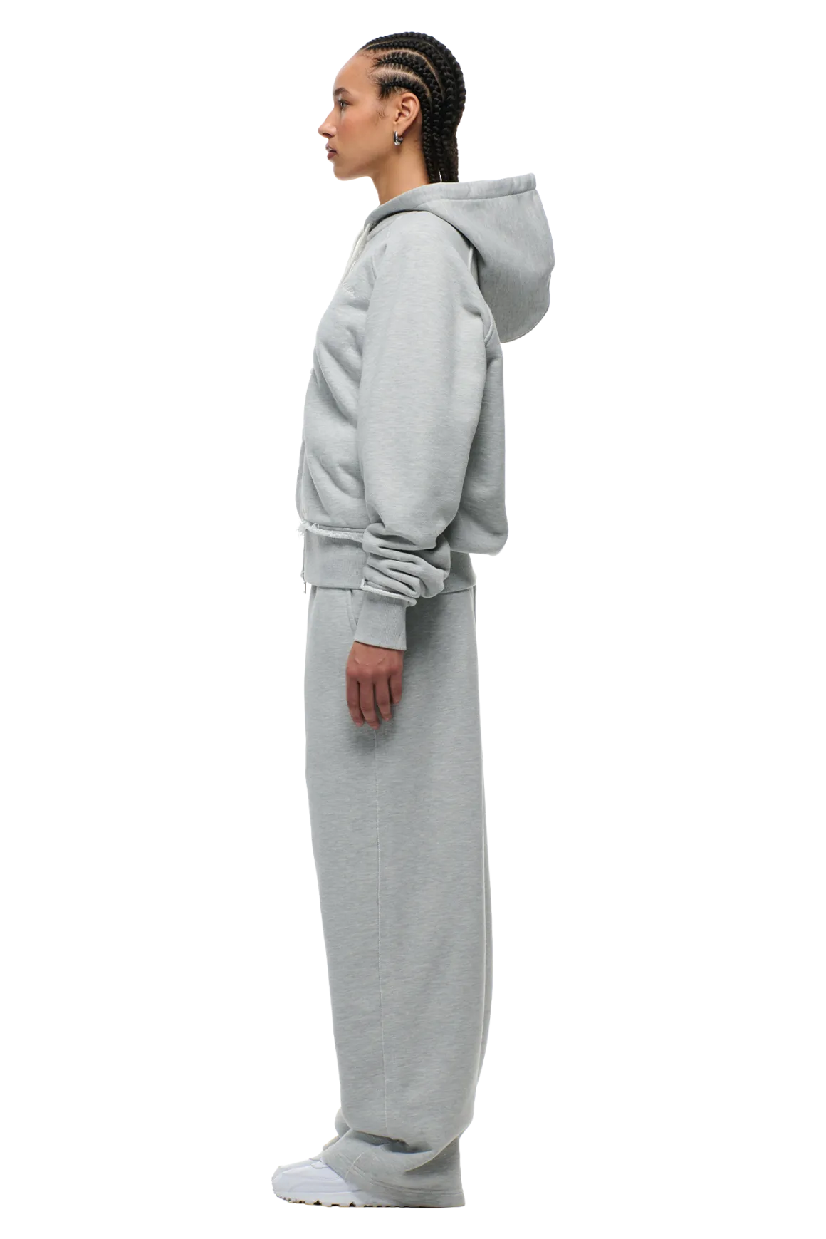 OPEN EDGE ZIP HOODIE GREY MELANGE