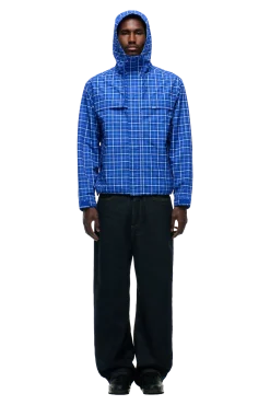 PLAID SHELL JACKET DIGITAL BLUE