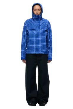 PLAID SHELL JACKET DIGITAL BLUE