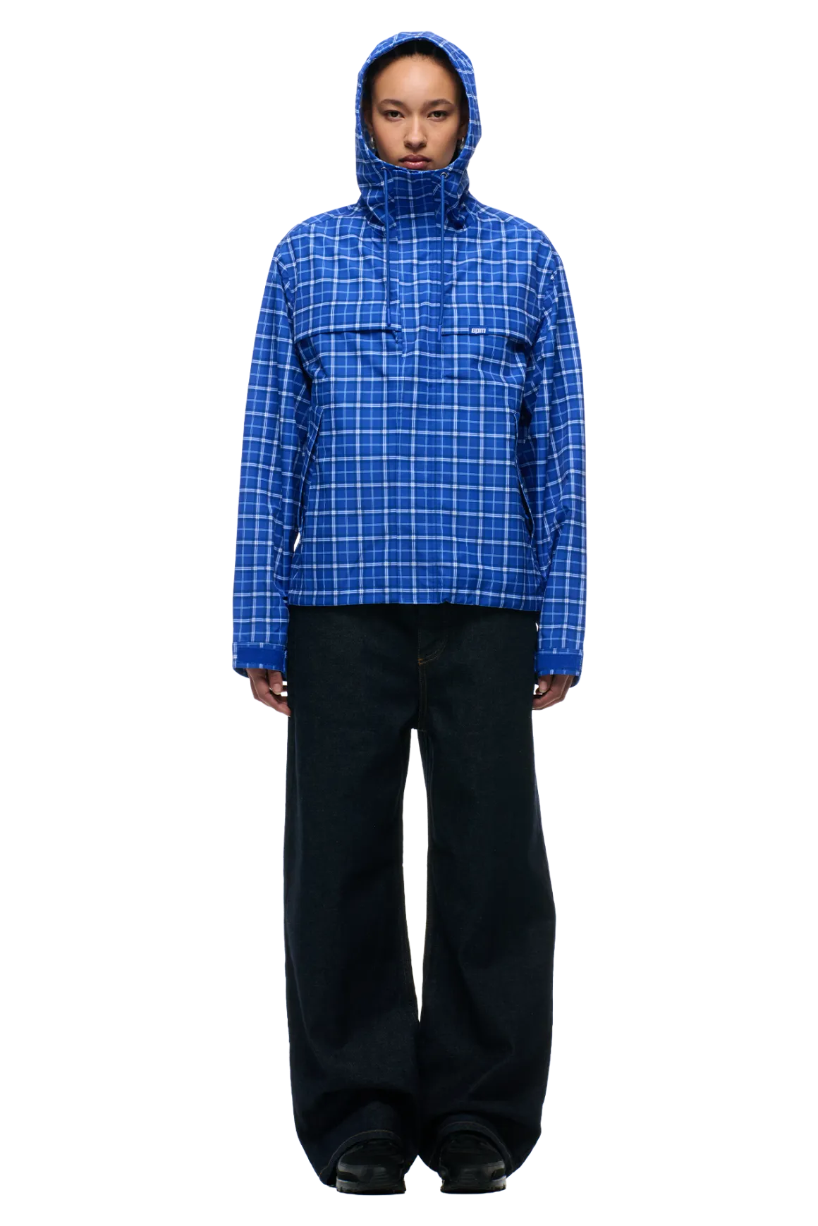 PLAID SHELL JACKET DIGITAL BLUE