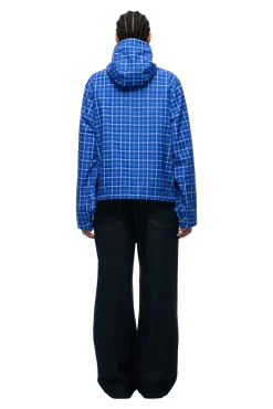 PLAID SHELL JACKET DIGITAL BLUE