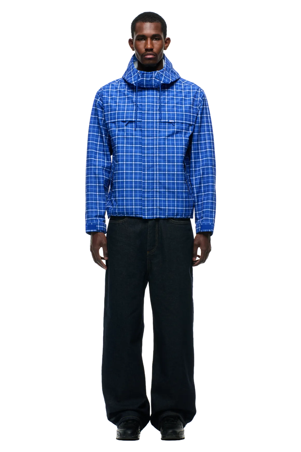 PLAID SHELL JACKET DIGITAL BLUE