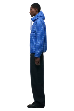 PLAID SHELL JACKET DIGITAL BLUE