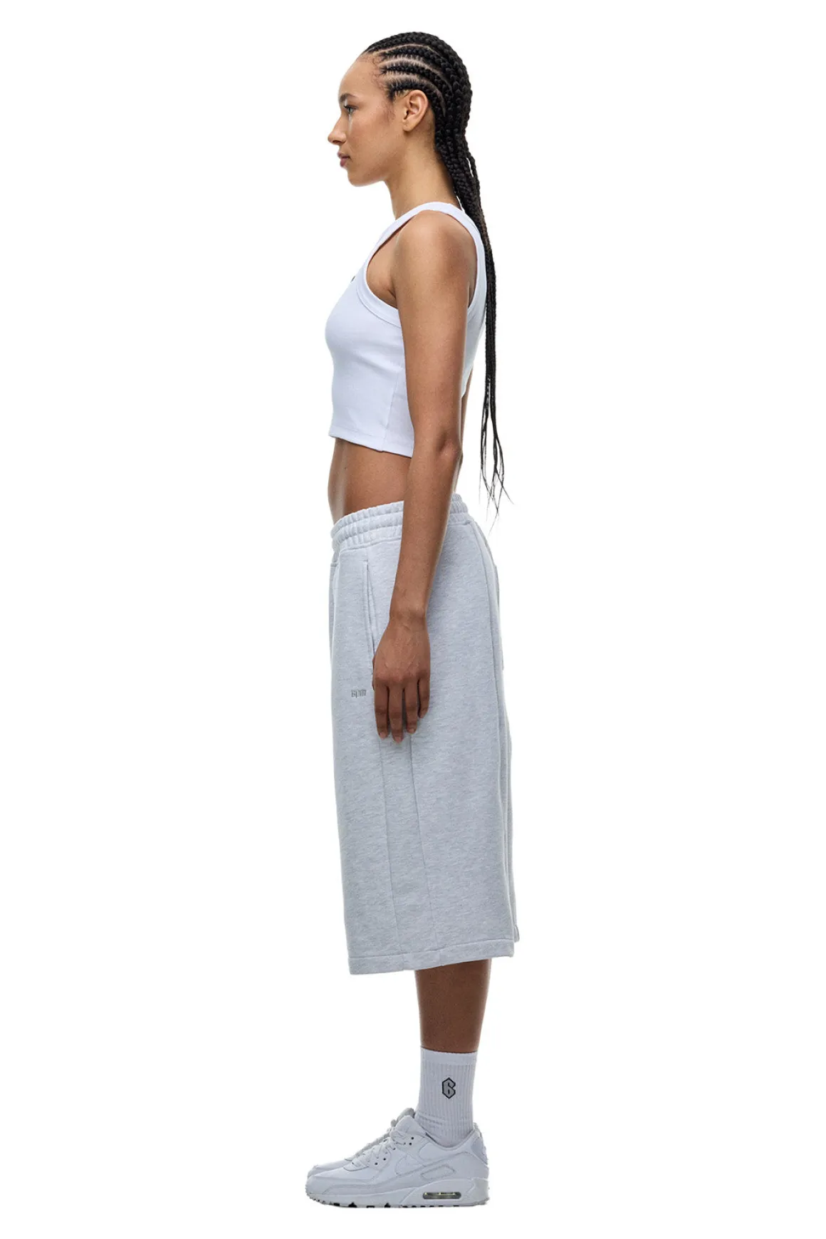 6PM+ LONG SHORTS LIGHT GREY MELANGE