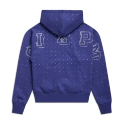 RHINESTONE LETTER ZIP HOODIE BLUE