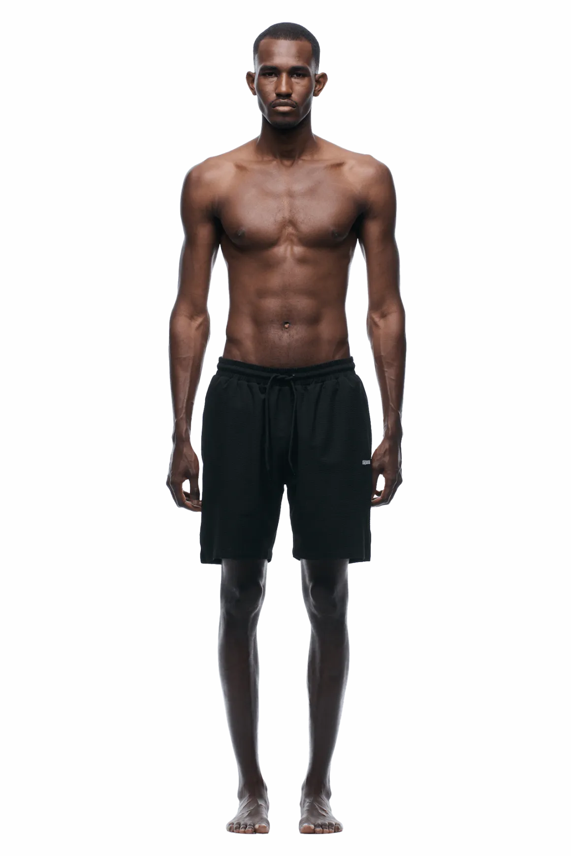 SEERSUCKER SWIM SHORTS BLACK