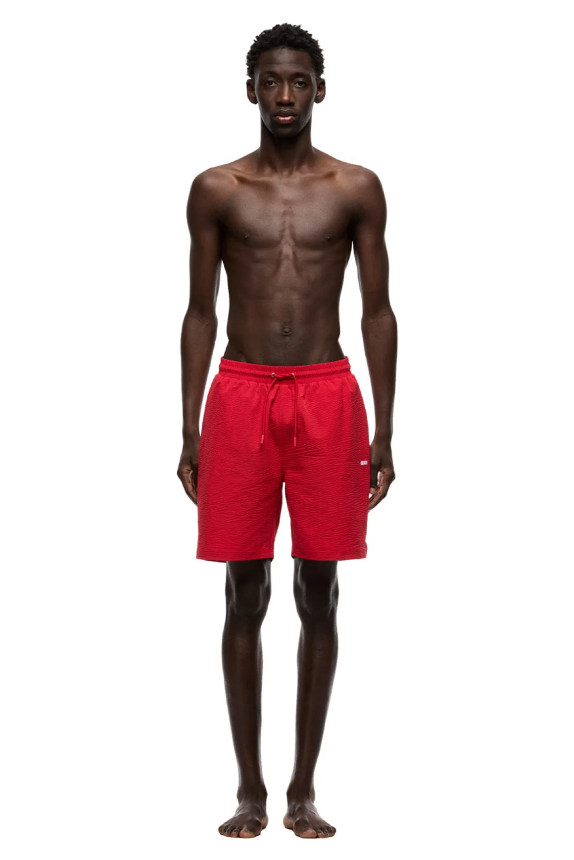 SEERSUCKER SWIM SHORTS CHERRY BONBON