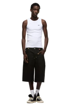 SELVEDGE RAW DENIM SHORTS BLACK