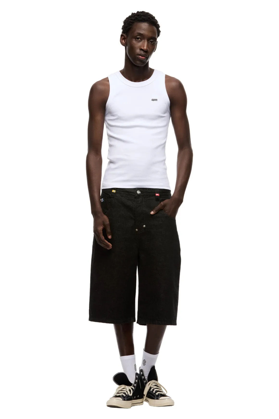 SELVEDGE RAW DENIM SHORTS BLACK